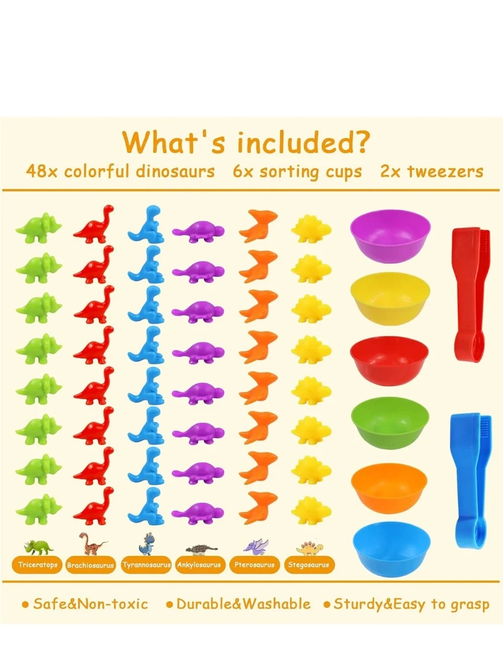 Montessori counting sorting dinosaur preschool activity set STEM